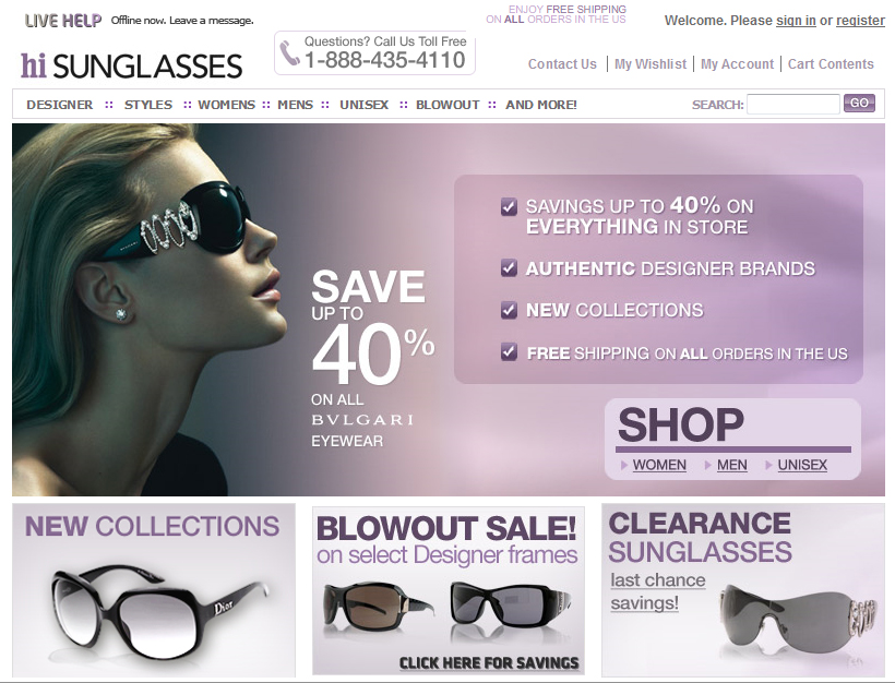Visit hiSUNGLASSES and take a look at the fantastic prices!